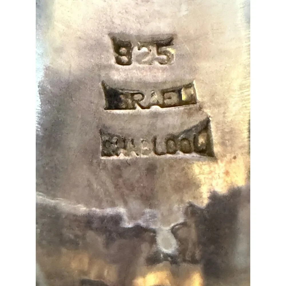 Vintage 925 Shablool large square repousse face handmade Israeli ring  sz 10.75